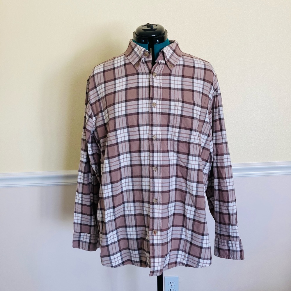 WEATHERPROOF FLANNEL PLAID LONG SLEEVE BUTTON UP